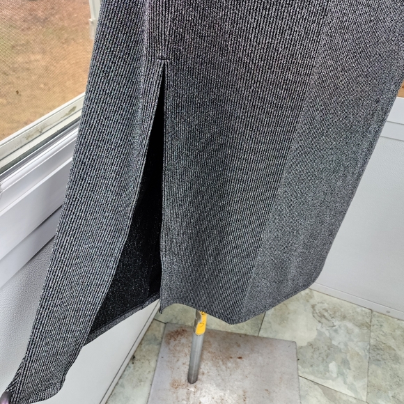 Old Navy High-Waisted Rib-Knit Silver Glittering Shine Maxi Side Slit Skirt - Picture 9 of 12